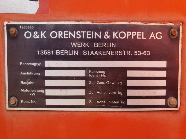 For Parts, O & K  L 45 C, 1998, Pentru Piese For Parts, O & K  L 45 C, 1998, Pentru Piese