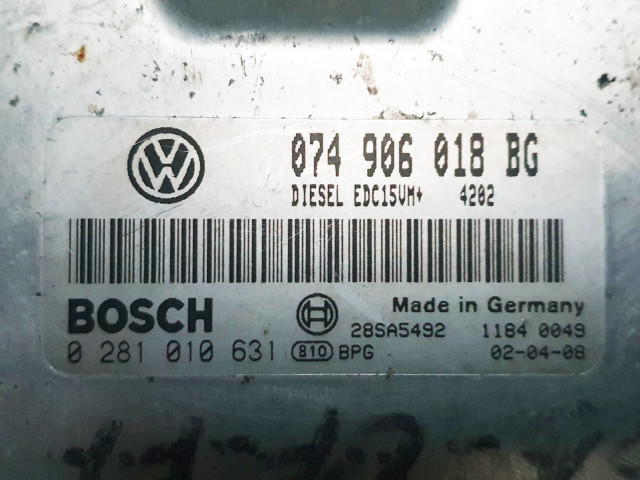 Calculator Motor Bosch 0 281 010 631, Volkswagen T4 - DUBA, Euro 3, 75 KW,  2.5 TDI, Motorsteuergerät, Engine control unit ( ECU ), Motorvezérlő