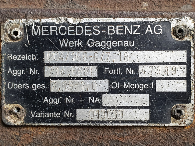 Cutie de viteza Mercedes Benz GO4/160-6/7,18  l  7,18 - 1,0