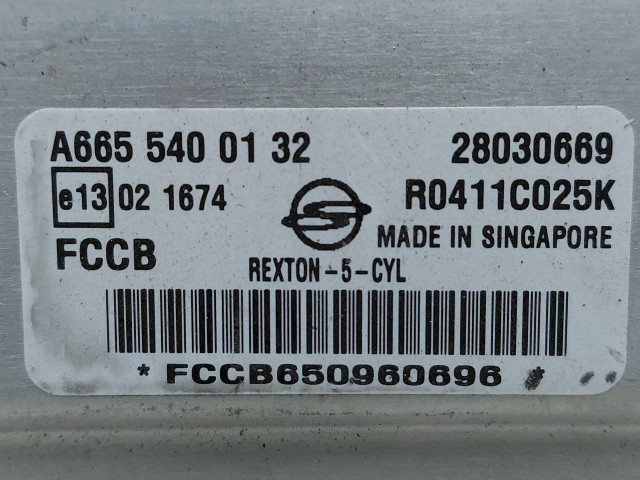 Calculator Motor Rexton-5-CYL A665 540 01 32, Ssang Yong Rexton Euro 4, 119 KW, 2.7 XDI, Engine control unit ( ECU ),  Motor Steuergerät,  Motorvezérlő Calculator Motor Rexton-5-CYL A665 540 01 32, Ssang Yong Rexton Euro 4, 119 KW, 2.7 XDI, Engine control unit ( ECU ),  Motor Steuergerät,  Motorvezérlő