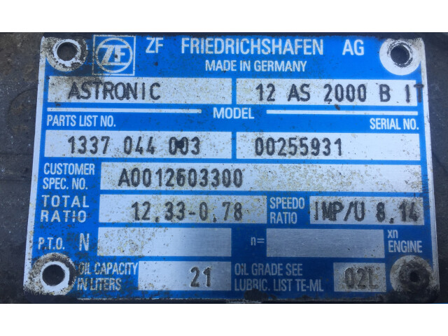 Cutie de viteze semiautomata, ZF Astronic, A0012603300, Setra 317 GT-HD, Getriebe, Gearbox, Sebességváltó Cutie de viteze semiautomata, ZF Astronic, A0012603300, Setra 317 GT-HD, Getriebe, Gearbox, Sebességváltó
