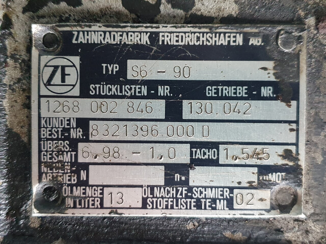 Cutie de viteze manuala, ZF, S6-90, Stücklisten Nr. 1268 002 846/6,98-1,0, Getriebe, Gearbox, Sebességváltó Cutie de viteze manuala, ZF, S6-90, Stücklisten Nr. 1268 002 846/6,98-1,0, Getriebe, Gearbox, Sebességváltó