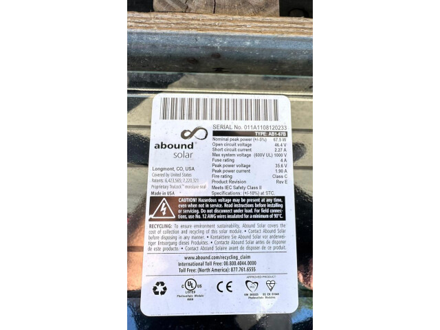 Panouri solare Made in USA Abound Solar Type: AB1-67B, 67.5 W Panouri solare Made in USA Abound Solar Type: AB1-67B, 67.5 W