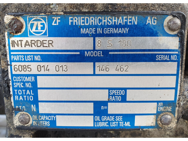 Intarder, ZF 8 S 180, PARTS List NO. 6085 014 013, Neoplan 516 SHD, 2000 Intarder, ZF 8 S 180, PARTS List NO. 6085 014 013, Neoplan 516 SHD, 2000