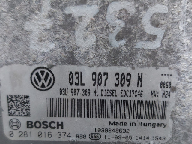 Engine control unit Bosch 03L 907 309 N, Euro 5, 125 KW, 2.0 TDI