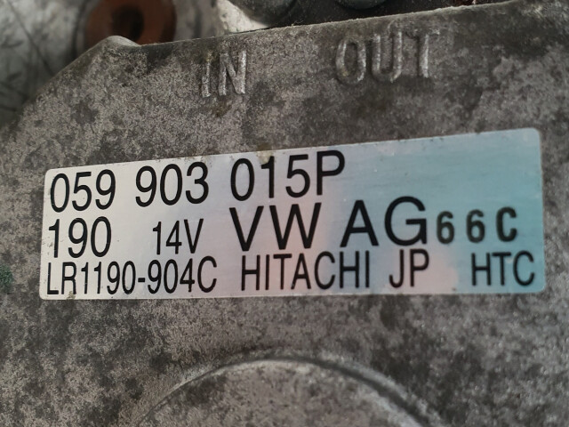 Alternator Hitachi 059903015P, Volkswagen Phaeton 3D, Euro 4, 165 KW, 3.0 TDI, Generator, Lichtmaschine, Generátor