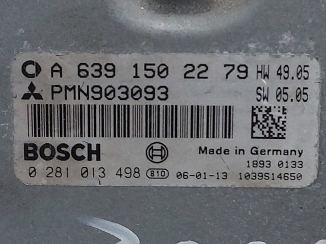 Engine control unit Bosch A 639 150 22 79, Euro 4, 70 KW, 1.5 CDI