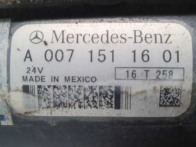 Electromotor Mercedes Benz A 007 151 16 01, 24V ,  Actros, Antos, Atego, Integro,Euro 6, 220 KW, 7700 cm³, 2017, Starter,	Anlasser,	Önindító