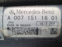 Electromotor Mercedes Benz A 007 151 16 01, 24V ,  Actros, Antos, Atego, Integro,Euro 6, 220 KW, 7700 cm³, 2017, Starter,	Anlasser,	Önindító