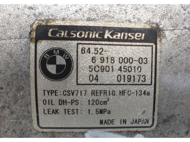 Compresor clima Calsonic Kansei CSV717 / 6918000-03 / 5C901 45010, BMW X5 E 53, Euro 3, 160 KW, 3.0 D, Klimakompressor, Climate compressor, Klímakompresszor